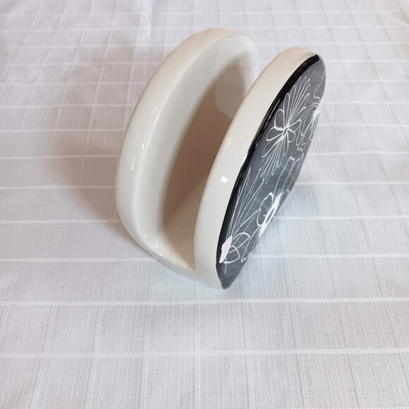 Jay Import Retro Floral Napkin Holder Black/White ~5" High - Picture 4 of 8